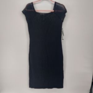 Lauren Ralph Lauren Oxfordshire black merino wool midi dress size small